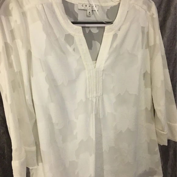 Sheer Floral print Chaus Top w/tank Ivor - Picture 4 of 7